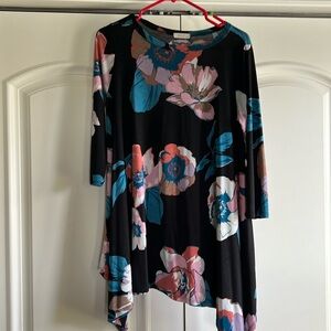 Asymmetrical floral tunic